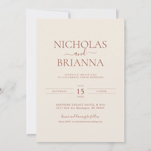 Minimalistisch Boho Terracotta verbrand Oranje huw Kaart (Voorkant)