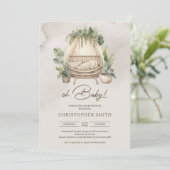 Minimalistisch Boho tropisch groen baby wieg Baby Kaart (Staand voorkant)