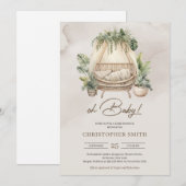 Minimalistisch Boho tropisch groen baby wieg Baby Kaart (Voorkant / Achterkant)