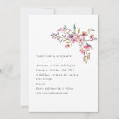 Minimalistisch Boho Whimsical Pink Wildflower Wedd Kaart (Voorkant)