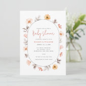 Minimalistisch Boho Wildflower Lijst Baby shower Kaart (Staand voorkant)