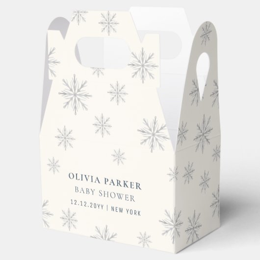Minimalistisch Boho Winter Sneeuwvlok Baby shower Bedankdoosjes (Geopend)