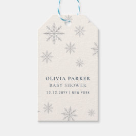 Minimalistisch Boho Winter Sneeuwvlok Baby shower Cadeaulabel