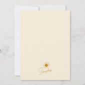 Minimalistisch Boho zonneschijn plat verticaal Bab Bedankkaart (Achterkant)