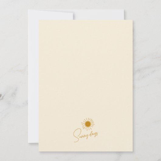 Minimalistisch Boho zonneschijn plat verticaal Bab Bedankkaart (Achterkant)