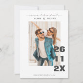 Minimalistisch Bold Font Black White Photo Weddens Save The Date (Voorkant)