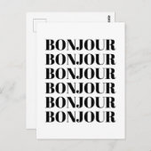 Minimalistisch Bonjour Frans Typografie Black Whit Briefkaart (Voorkant / Achterkant)