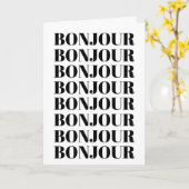 Minimalistisch Bonjour Frans Typografie Black Whit Kaart (Gele Bloem)