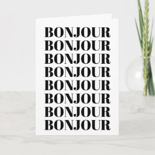 Minimalistisch Bonjour Frans Typografie Black Whit Kaart