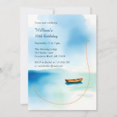 Minimalistisch bootfeest voor hem Lake Birthday Kaart (Voorkant)