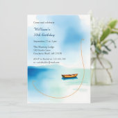 Minimalistisch bootfeest voor hem Lake Birthday Kaart (Staand voorkant)