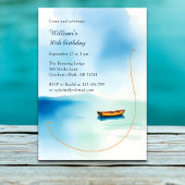 Minimalistisch bootfeest voor hem Lake Birthday Kaart