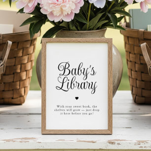 Minimalistisch bord 'Babybibliotheek' voor baby sh Poster
