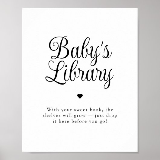 Minimalistisch bord 'Babybibliotheek' voor baby sh Poster (Voorkant)