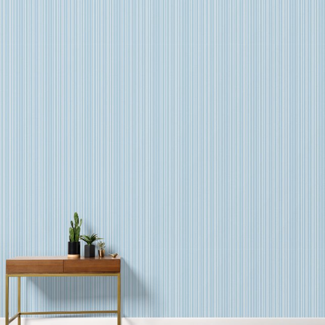 Minimalistisch bord blauw en wit elegant gestreept behang (Hal)