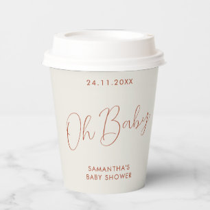 Minimalistisch bord ivoor Oh Baby Shower Papieren Bekers