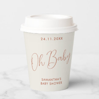 Minimalistisch bord ivoor Oh Baby Shower Papieren Bekers