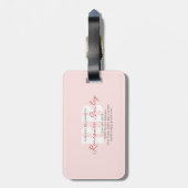 Minimalistisch Bord Roze Wit Monogram Bagagelabel (Achterkant verticaal)