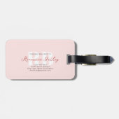 Minimalistisch Bord Roze Wit Monogram Bagagelabel (Achterkant horizontaal)