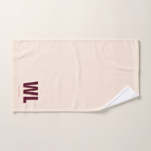 Minimalistisch bordeaux roze gepersonaliseerd mono bad handdoek (Handdoek)