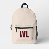 Minimalistisch bordeaux roze gepersonaliseerd mono bedrukte rugzak (Voorkant)