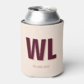 Minimalistisch bordeaux roze gepersonaliseerd mono blikjeskoeler (Blikje Voorkant)