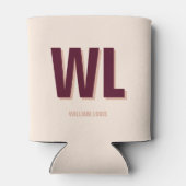 Minimalistisch bordeaux roze gepersonaliseerd mono blikjeskoeler (Achterkant)