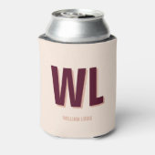 Minimalistisch bordeaux roze gepersonaliseerd mono blikjeskoeler (Blikje Achterkant)