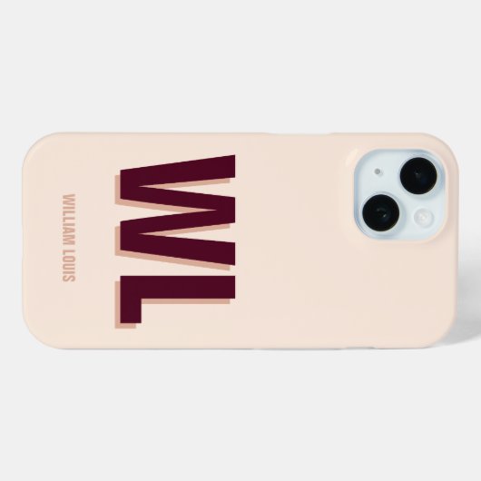 Minimalistisch bordeaux roze gepersonaliseerd mono Case-Mate iPhone case (Achterkant (horizontaal))