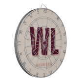 Minimalistisch bordeaux roze gepersonaliseerd mono dartbord (Voorkant Links)