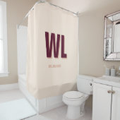 Minimalistisch bordeaux roze gepersonaliseerd mono douchegordijn (In situ)