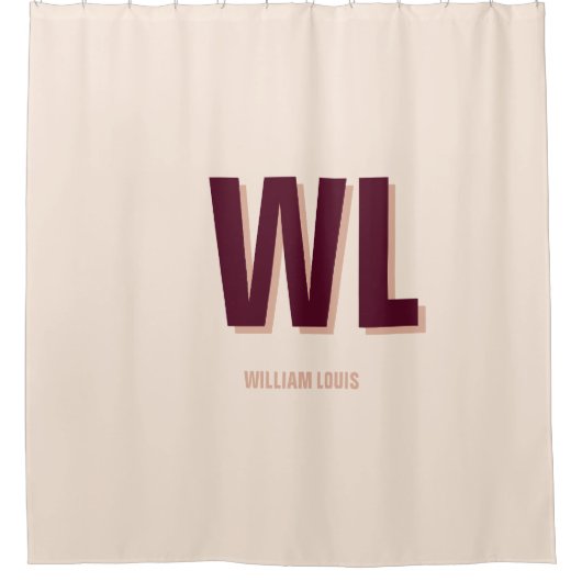 Minimalistisch bordeaux roze gepersonaliseerd mono douchegordijn (Voorkant)