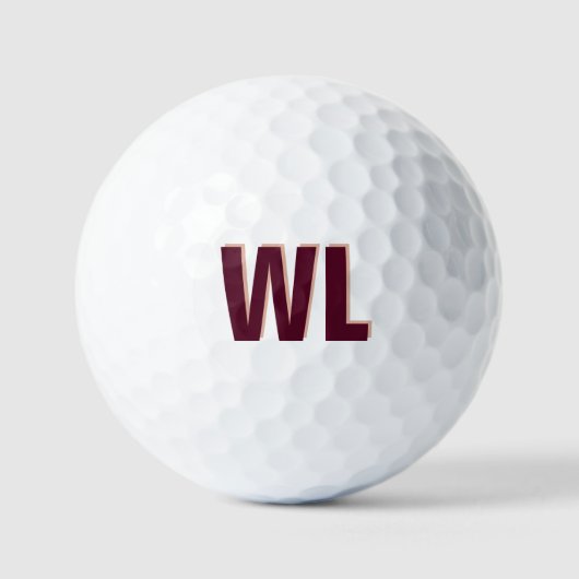 Minimalistisch bordeaux roze gepersonaliseerd mono golfballen (Voorkant)