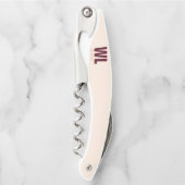 Minimalistisch bordeaux roze gepersonaliseerd mono kurkentrekker (Voorkant)