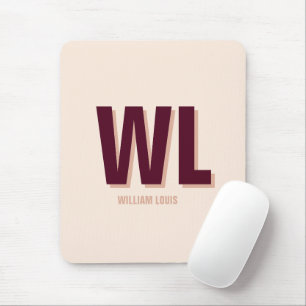 Minimalistisch bordeaux roze gepersonaliseerd mono muismat