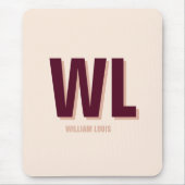 Minimalistisch bordeaux roze gepersonaliseerd mono muismat (Voorkant)