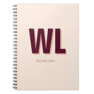 Minimalistisch bordeaux roze gepersonaliseerd mono notitieboek