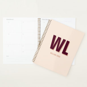 Minimalistisch bordeaux roze gepersonaliseerd mono planner
