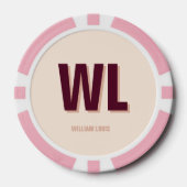 Minimalistisch bordeaux roze gepersonaliseerd mono poker chips (Voorkant)