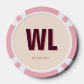 Minimalistisch bordeaux roze gepersonaliseerd mono poker chips (Achterkant)