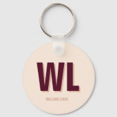 Minimalistisch bordeaux roze gepersonaliseerd mono sleutelhanger (Achterkant)