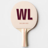 Minimalistisch bordeaux roze gepersonaliseerd mono tafeltennisbatje (Voorkant)