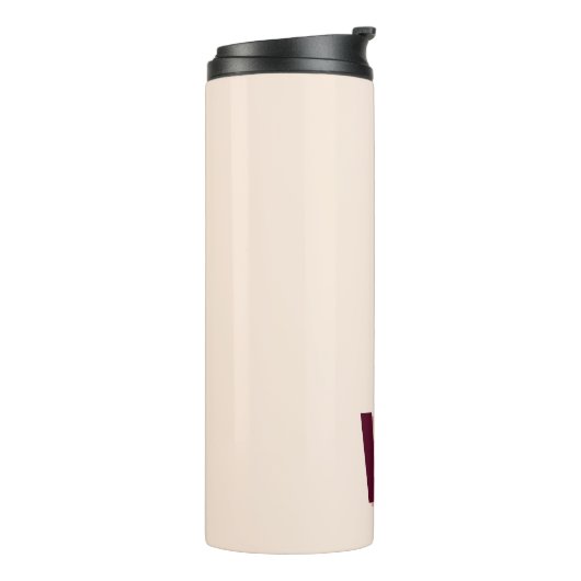 Minimalistisch bordeaux roze gepersonaliseerd mono thermosbeker (Gedraaid links)