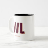 Minimalistisch bordeaux roze gepersonaliseerd mono tweekleurige koffiemok (Voorkant links)