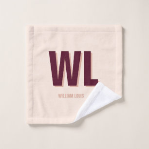 Minimalistisch bordeaux roze gepersonaliseerd mono washandje