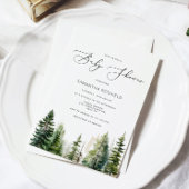 Minimalistisch bos dennenbomen Baby shower Kaart