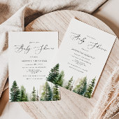 Minimalistisch bos dennenbomen Baby shower Kaart