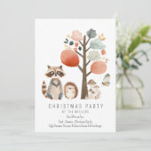 Minimalistisch Bos Dieren Kerstfeest Kaart (Staand voorkant)