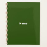Minimalistisch bos groen aangepaste tekst monogram planner<br><div class="desc">Minimalistische bosgroene aangepaste naam,  tekst,  monogram,  initialen,  jaargepersonaliseerde planner. Aangepaste witte tekst op bosgroene effen kleur achtergrond.</div>