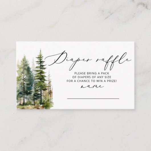 Minimalistisch bos Luier verloting ticket Informatiekaartje (Voorkant)